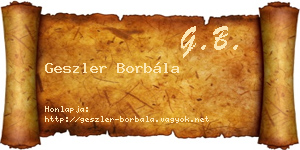 Geszler Borbála névjegykártya
